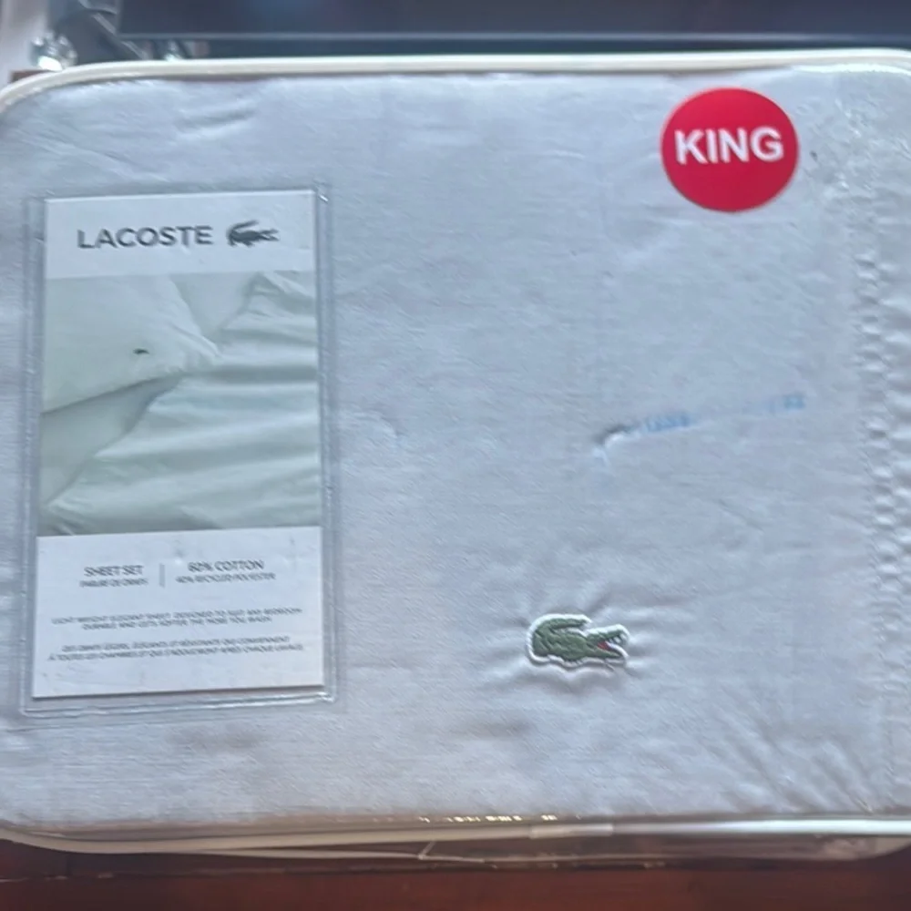 Lacoste Light Grey King Sheet Set.